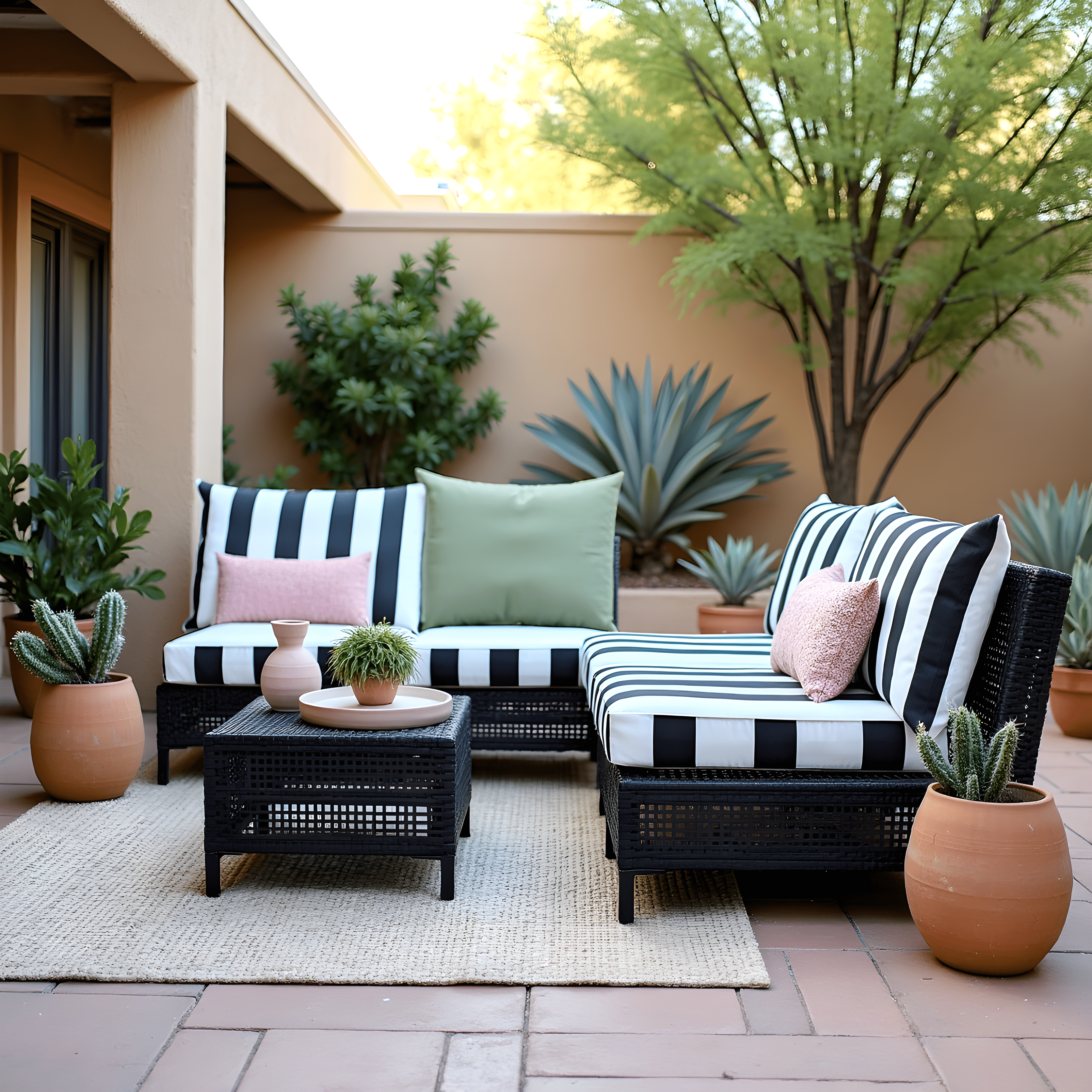Black and White Cabana Stripe Outdoor Slip Covers, Compatible with IKEA Duvholmen