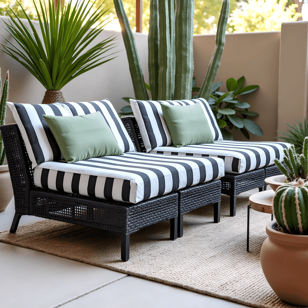 2 Pack Outdoor Pillow Covers | Black White Stripe | Compatible with IKEA Duvholmen and Kuddarna Cushions