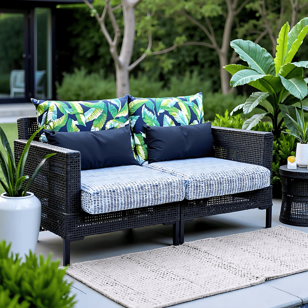 2 Pack Outdoor Pillow Covers | Green Banana Leaf Jungle Print | Compatible with IKEA Duvholmen and Kuddarna Cushions