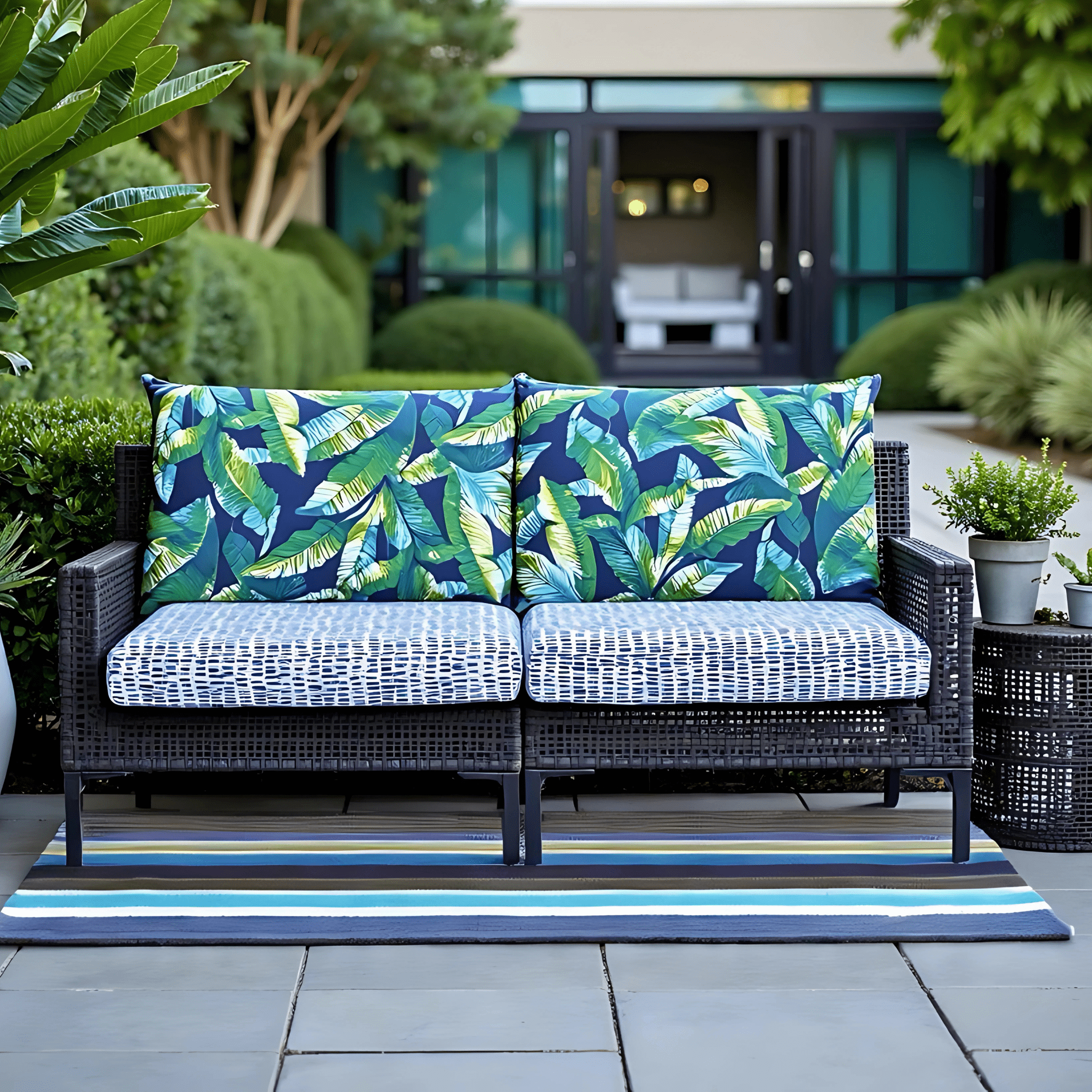 2 Pack Outdoor Pillow Covers | Green Banana Leaf Jungle Print | Compatible with IKEA Duvholmen and Kuddarna Cushions