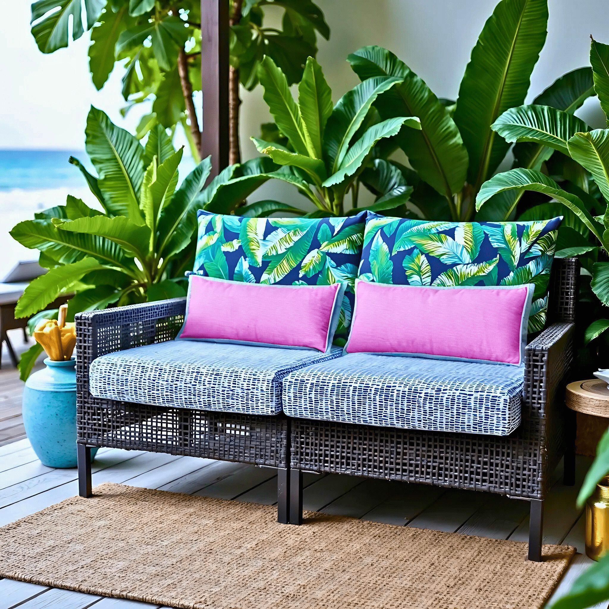 2 Pack Outdoor Seat Covers | Blue Rain | Compatible with IKEA Duvholmen Inner Cushion