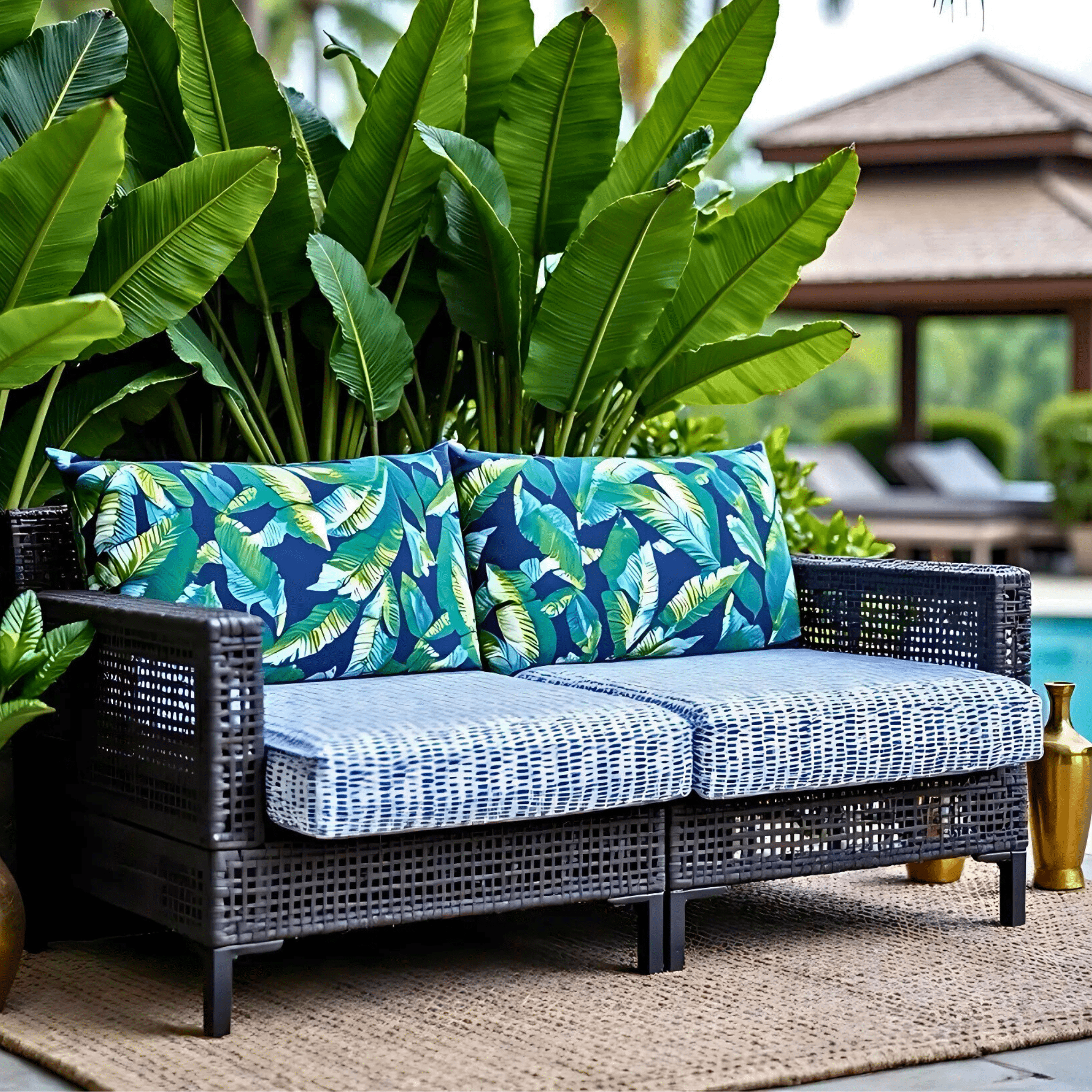 2 Pack Outdoor Seat Covers | Blue Rain | Compatible with IKEA Duvholmen Inner Cushion