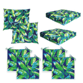 8-PIECE DELUXE BUNDLE Outdoor Cushion Cover Set and Chair Pads – Compatible with IKEA Duvholmen, Blue Palms