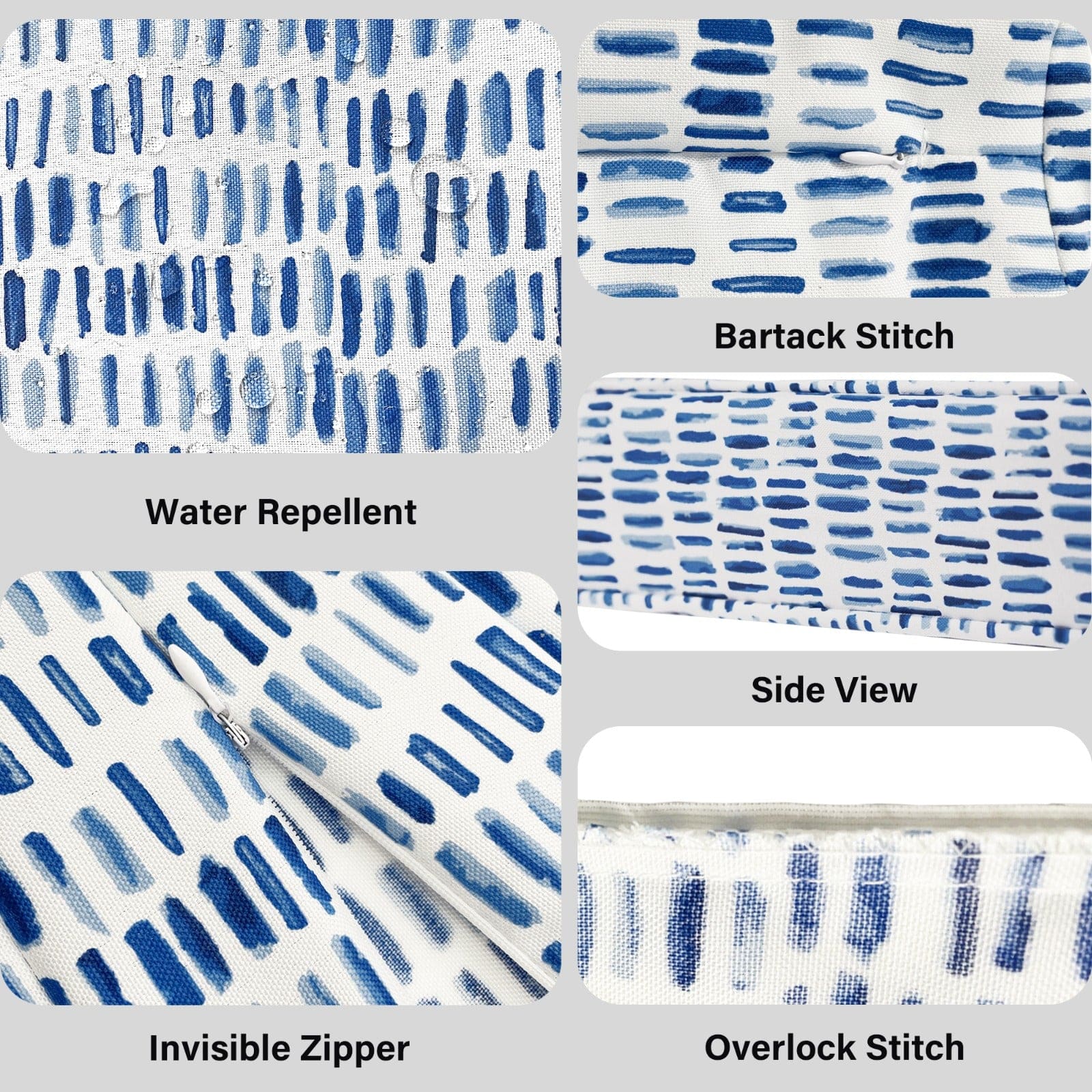 8-PIECE DELUXE BUNDLE Outdoor Cushion Cover Set and Chair Pads – Compatible with IKEA Duvholmen, Blue Rain