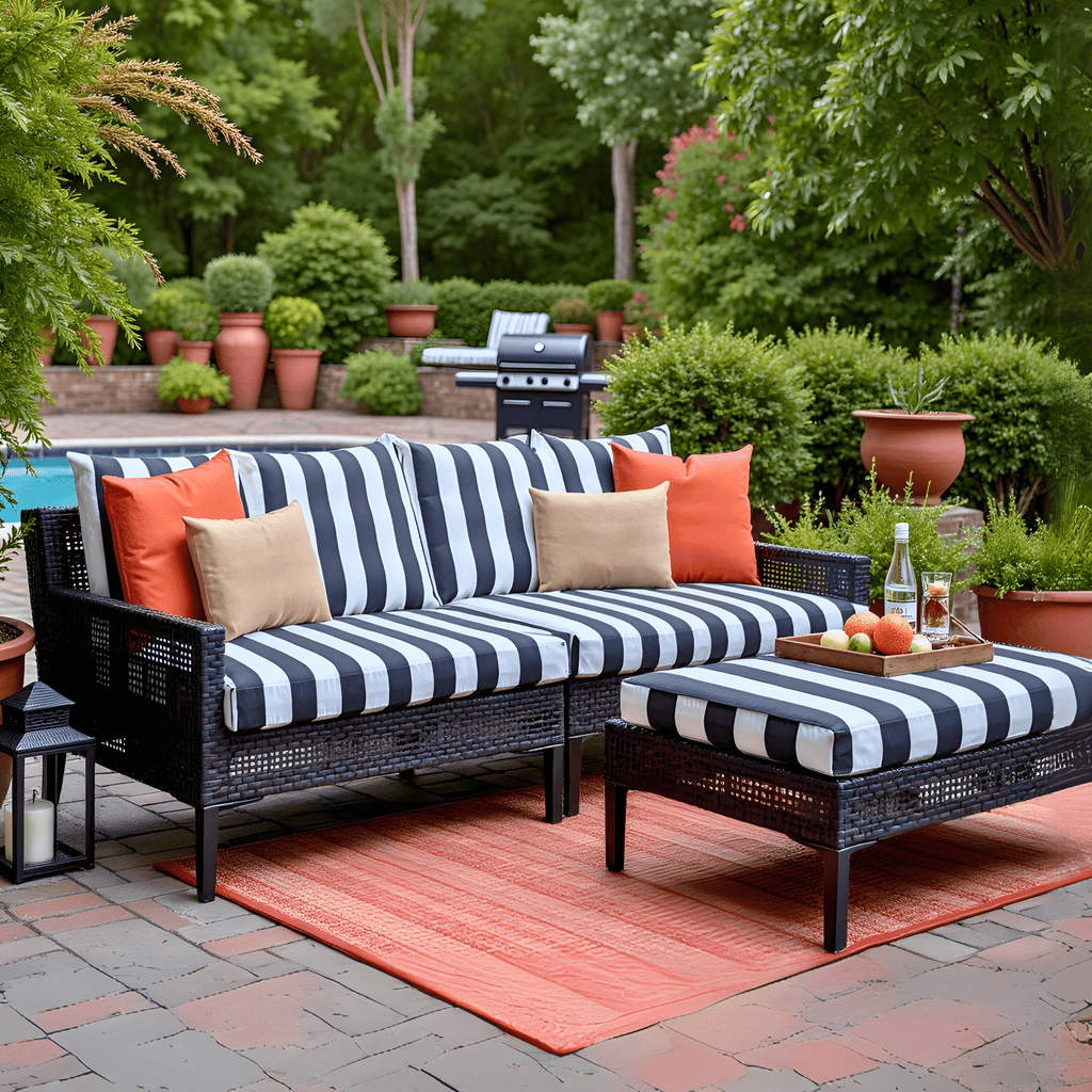 Black and White Cabana Stripe Outdoor Slip Covers, Compatible with IKEA Duvholmen Kuddarna