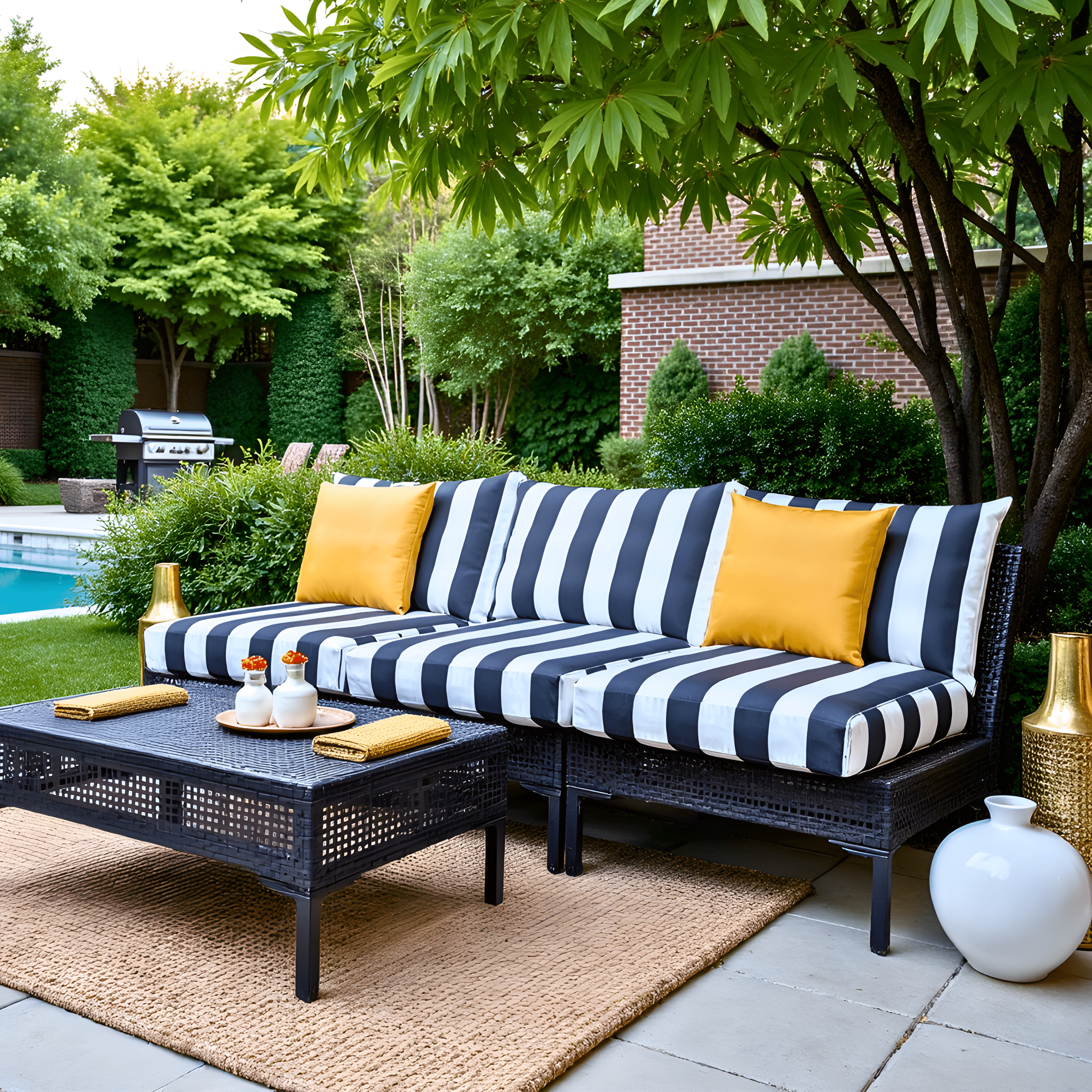 Black and White Cabana Stripe Outdoor Slip Covers, Compatible with IKEA Duvholmen