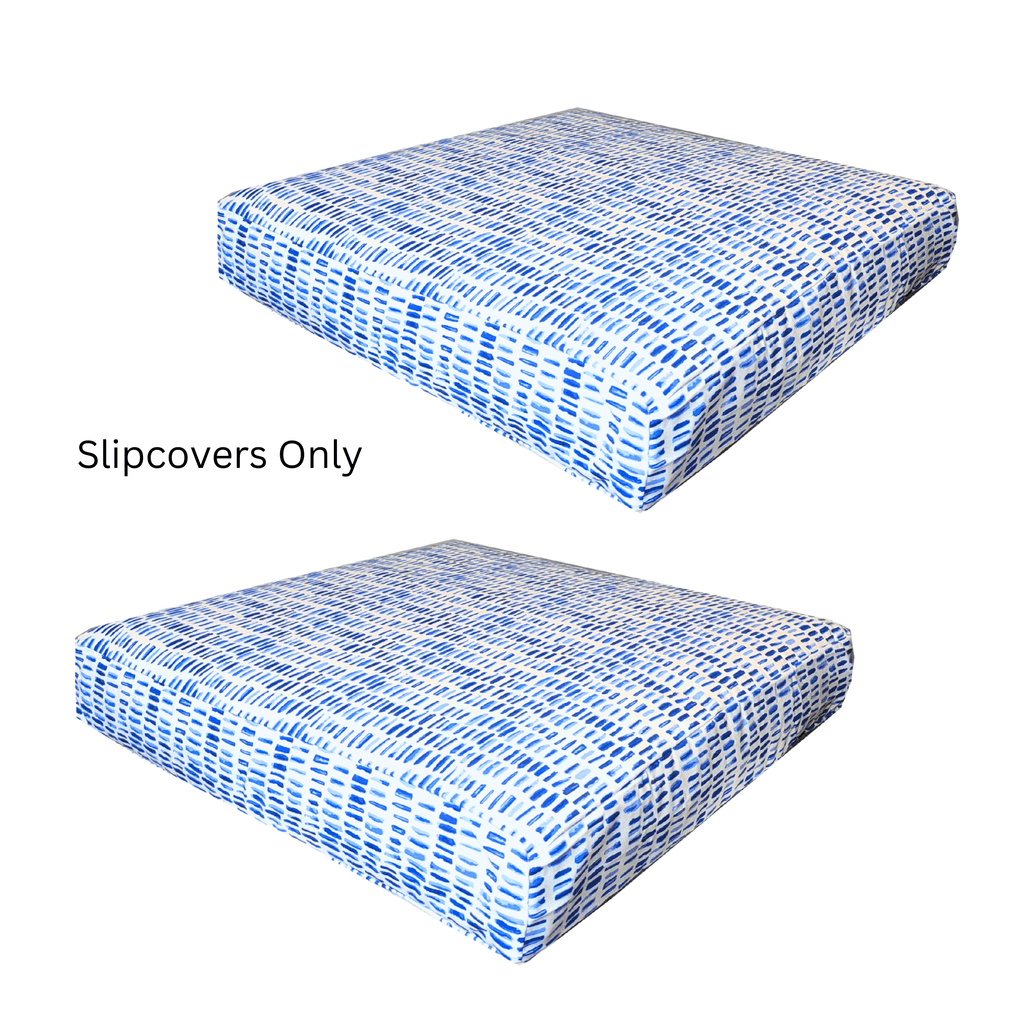 8-PIECE DELUXE BUNDLE Outdoor Cushion Cover Set and Chair Pads – Compatible with IKEA Duvholmen, Blue Rain