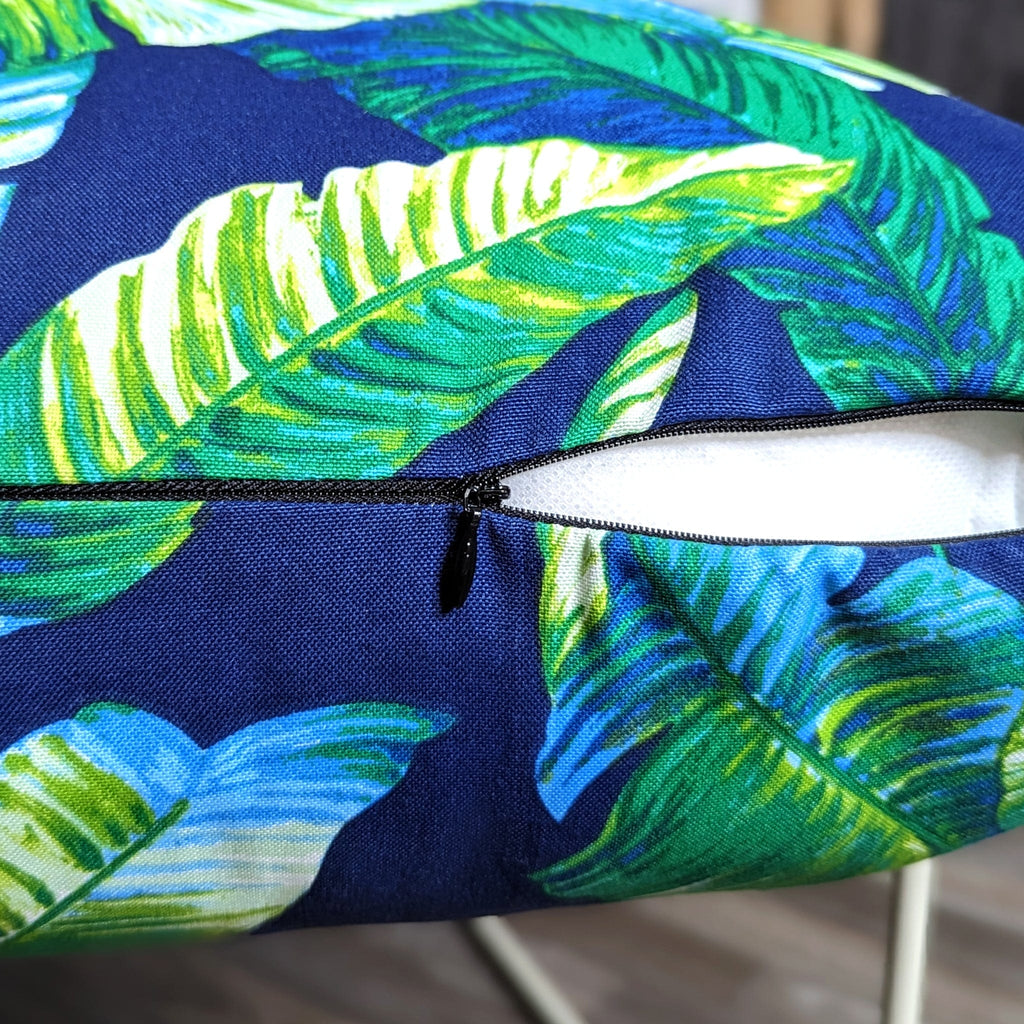 Navy Green Banana Leaf Outdoor Slip Covers, Compatible with IKEA Duvholmen Kuddarna