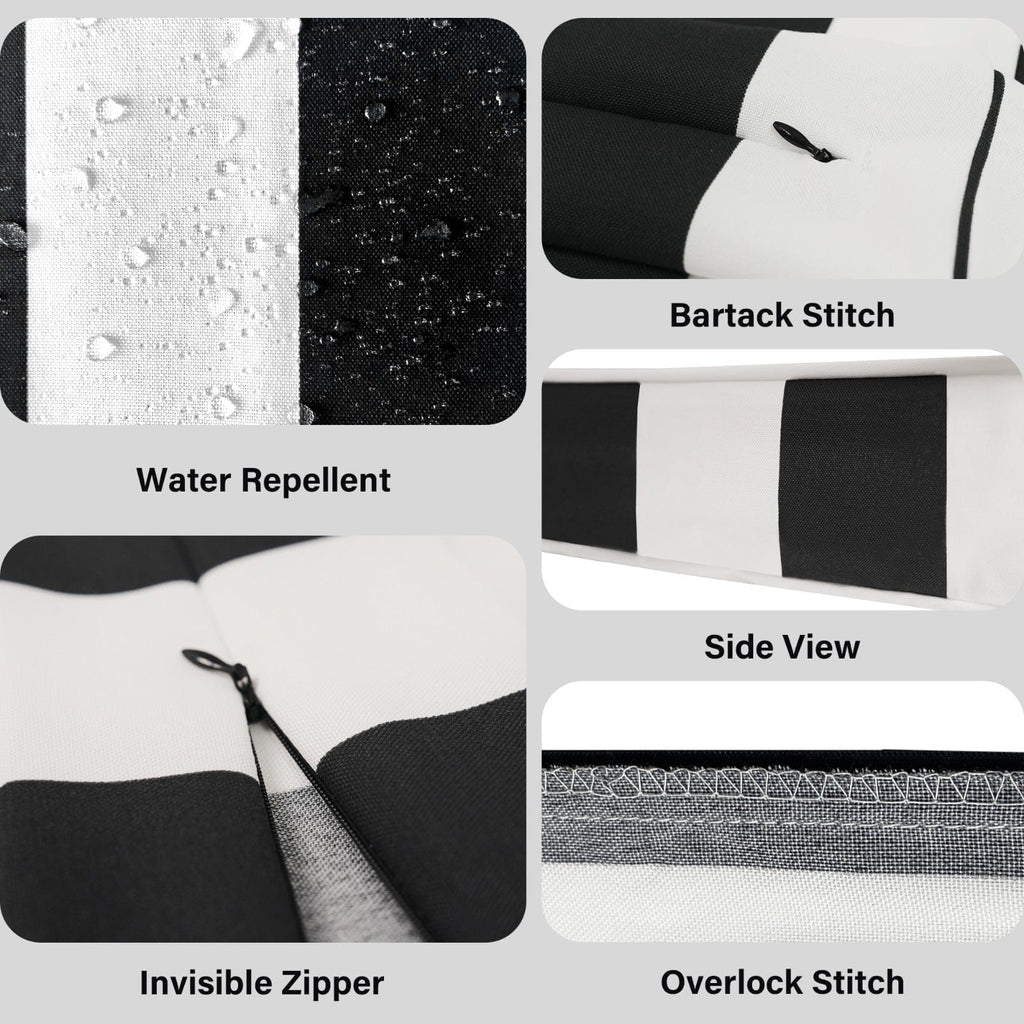 Black and White Cabana Stripe Outdoor Slip Covers, Compatible with IKEA Duvholmen