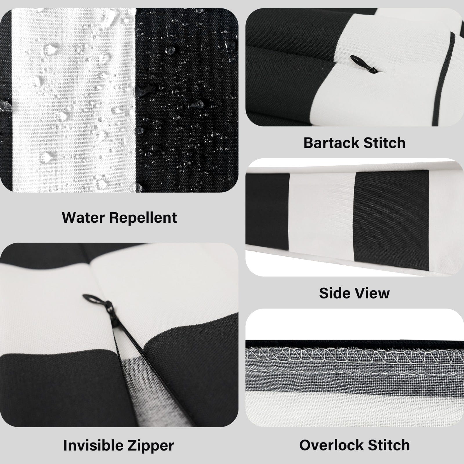 Black and White Cabana Stripe Outdoor Slip Covers, Compatible with IKEA Duvholmen