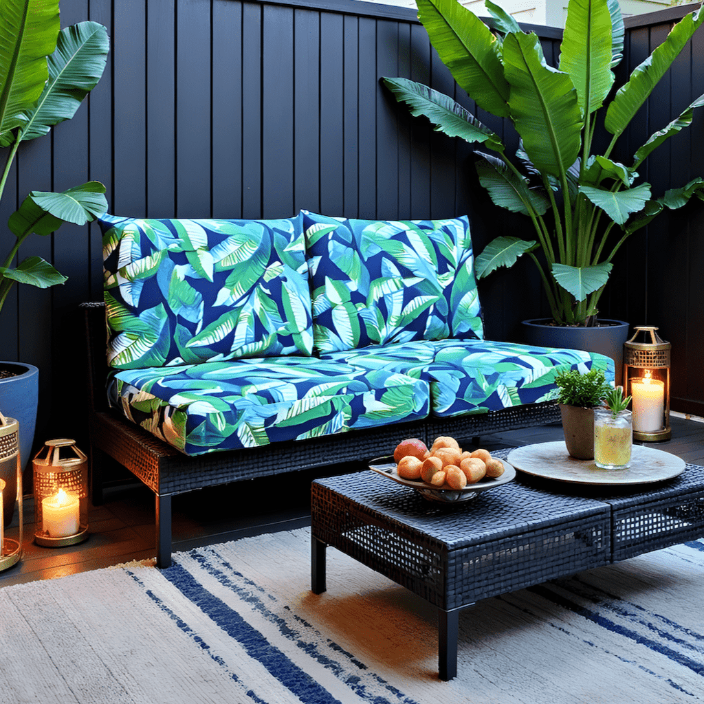 Navy Green Banana Leaf Outdoor Slip Covers, Compatible with IKEA Duvholmen