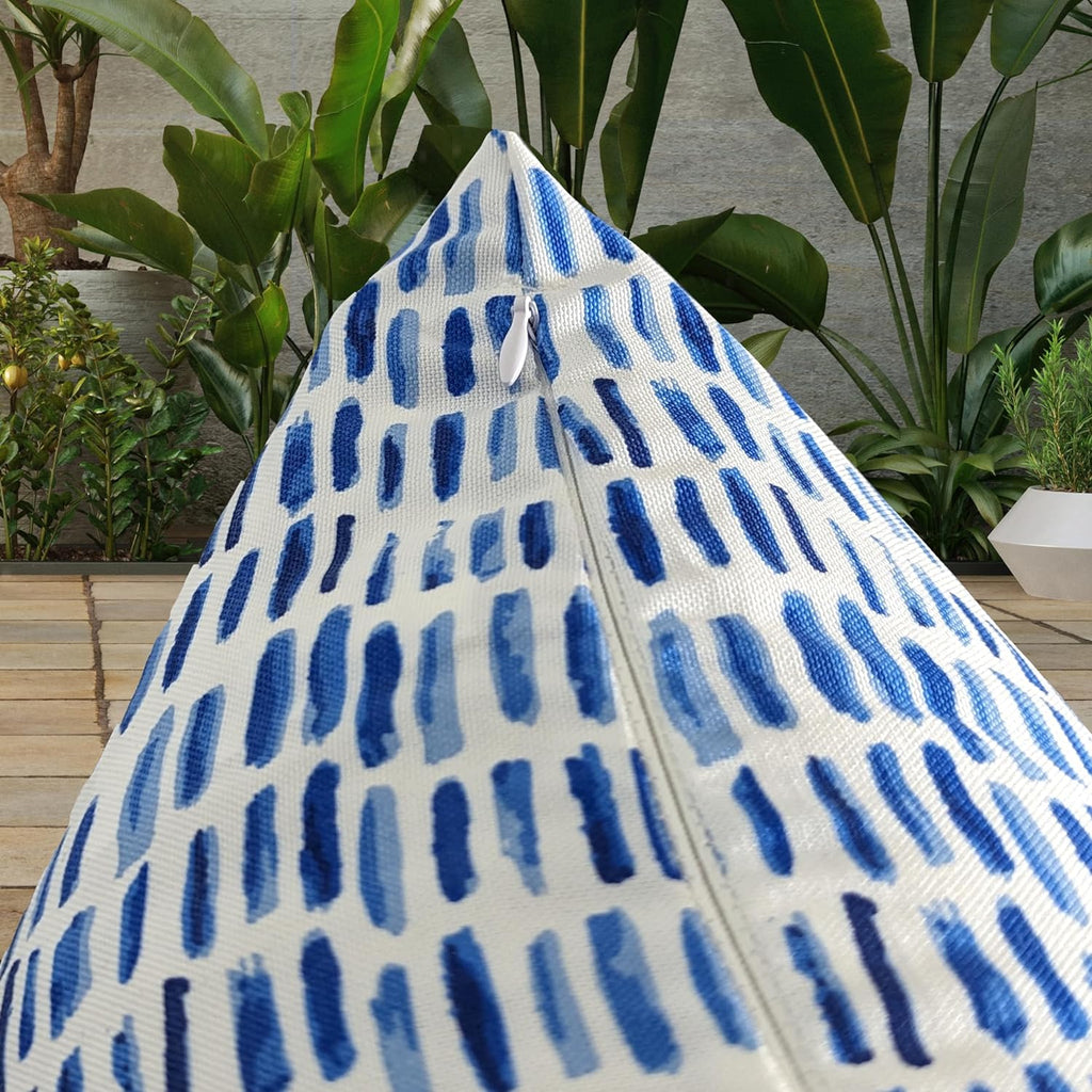 Rockin Cushions Outdoor Slip Covers | Blue Rain | Compatible with IKEA Duvholmen Kuddarna Cushions | Includes 2 Kuddarna Pillow Covers and 2 Duvholmen Seat Covers - Set of 4