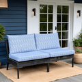 Rockin Cushions Outdoor Slip Covers | Blue Rain | Compatible with IKEA Duvholmen Kuddarna Cushions | Includes 2 Kuddarna Pillow Covers and 2 Duvholmen Seat Covers - Set of 4