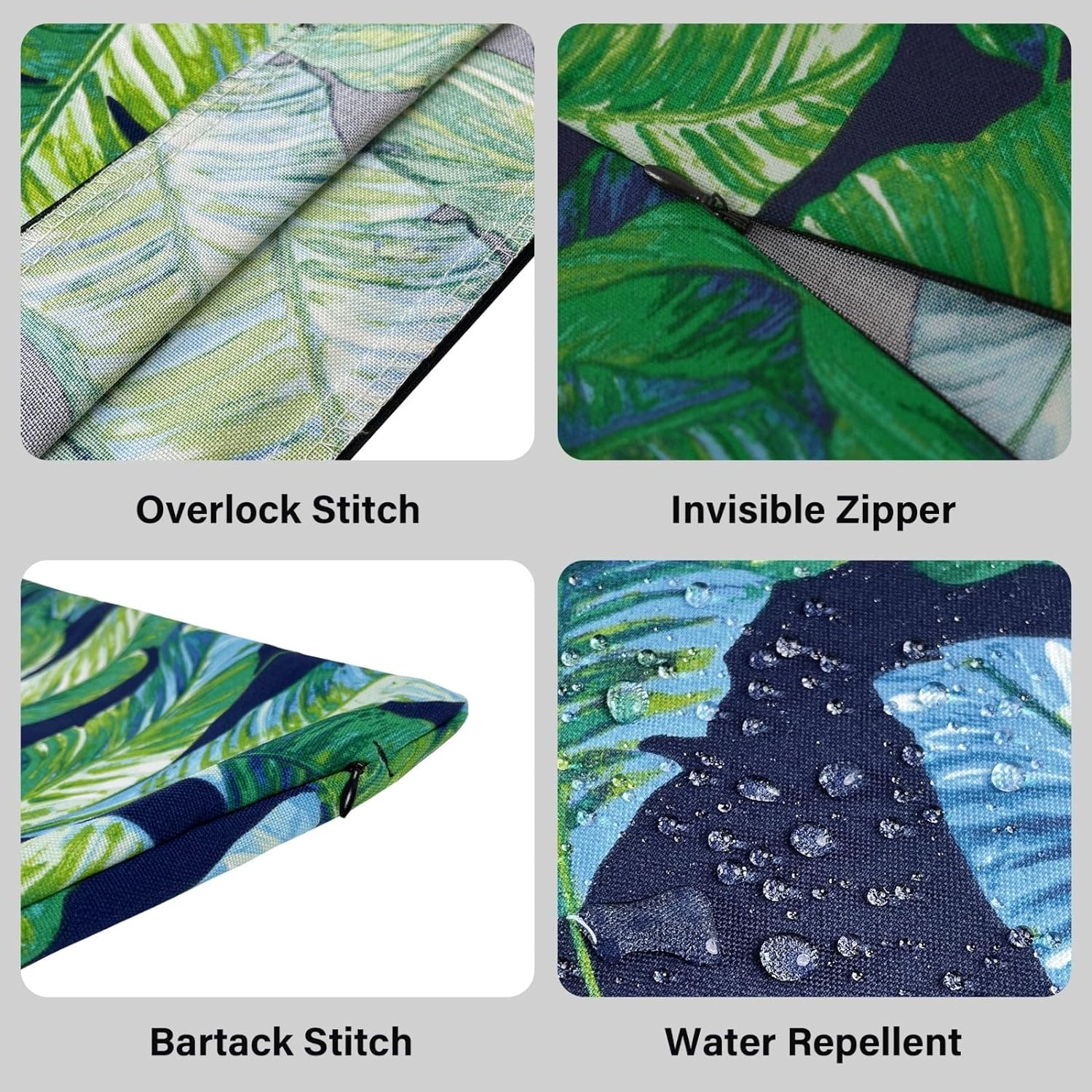 Rockin Cushions Outdoor Slip Covers | Green Banana Leaf Jungle Print | Compatible with IKEA Duvholmen Kuddarna Cushions | Includes 2 Kuddarna Pillow Covers and 2 Duvholmen Seat Covers - Set of 4