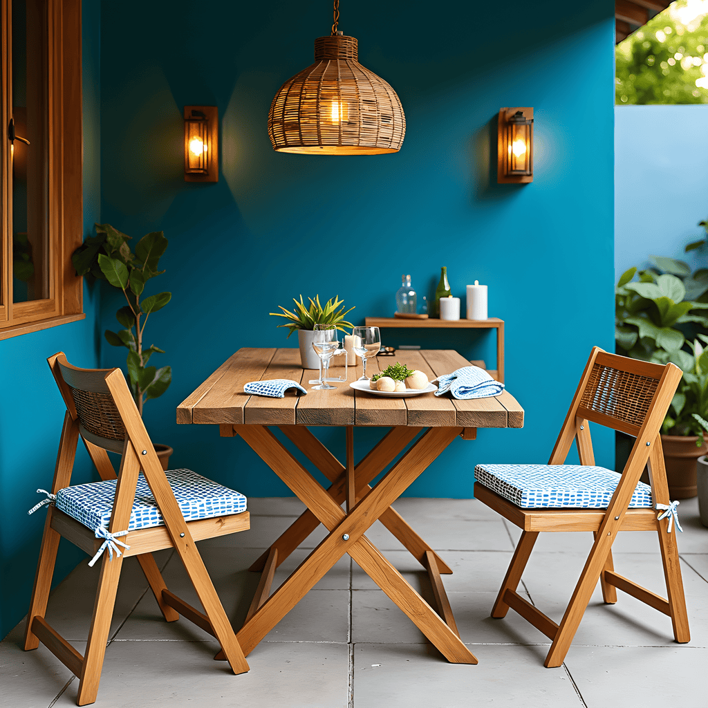 Set of 2, Blue Rain Square Outdoor Chair Pad, Removable Covers