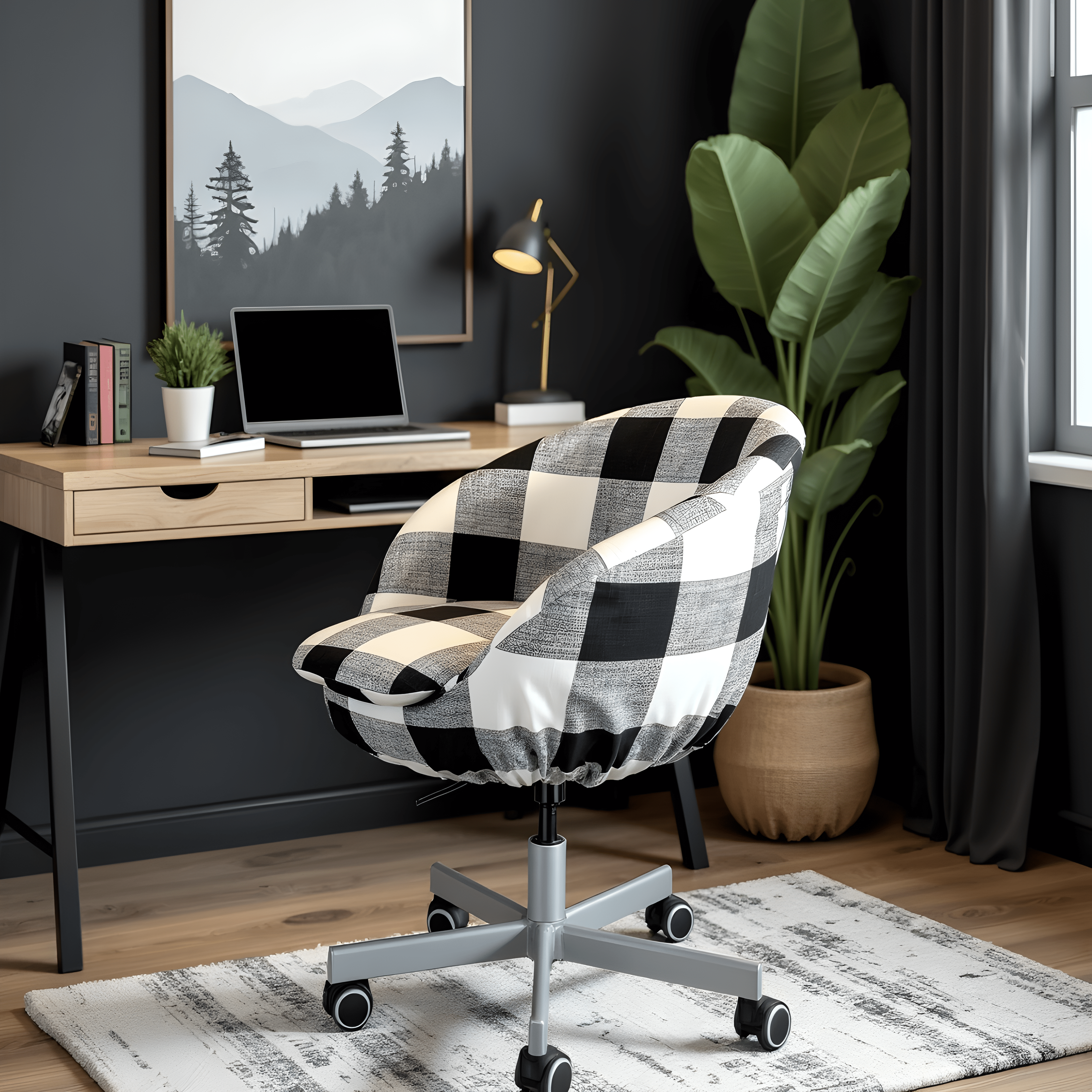 Black Buffalo Check Scandinavian Slip Cover, Compatible with IKEA SKRUVSTA - Made to Order