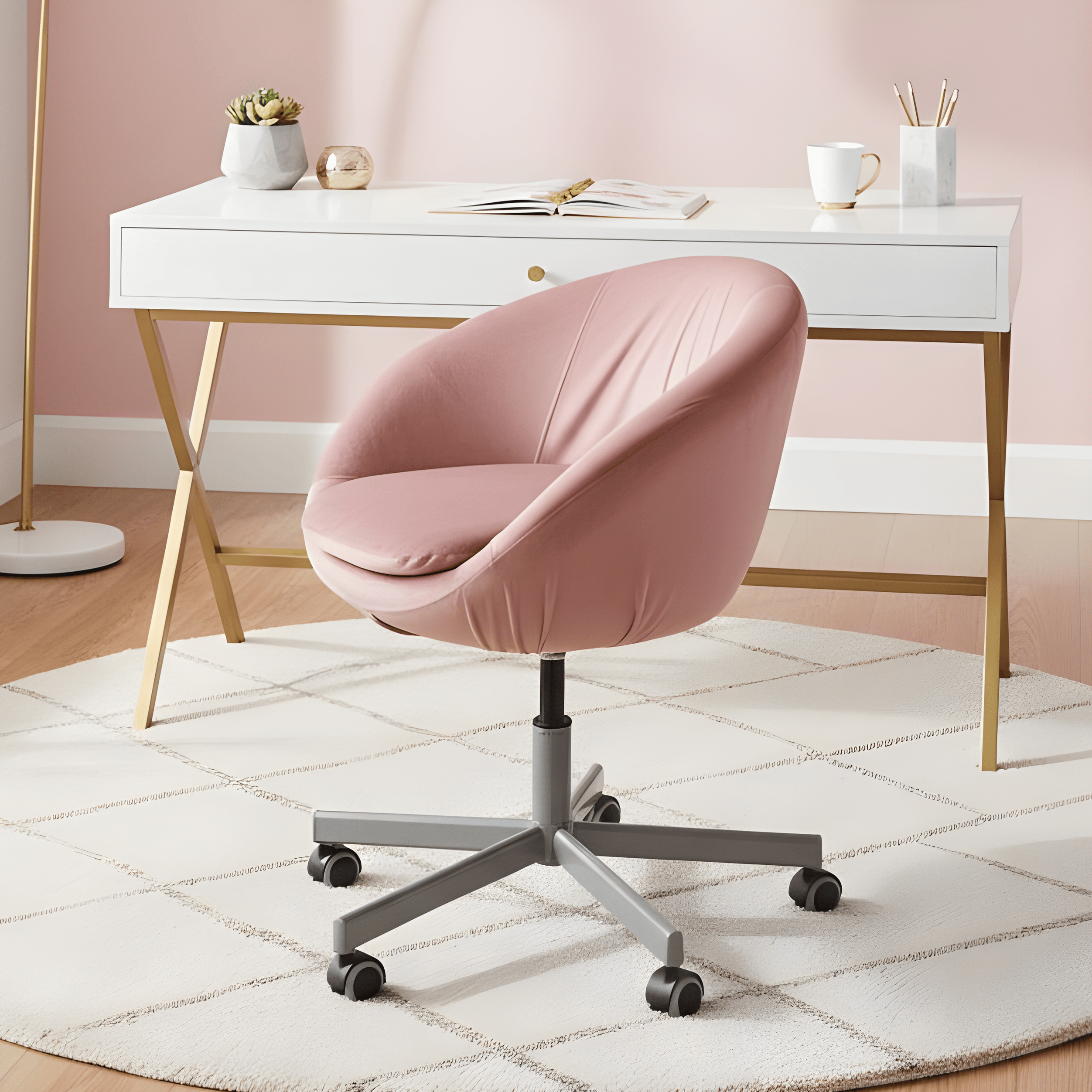 Blush Pink Velvet Slipcover, Compatible with IKEA Skruvsta Chair – Luxurious, Soft, and Custom-Fit