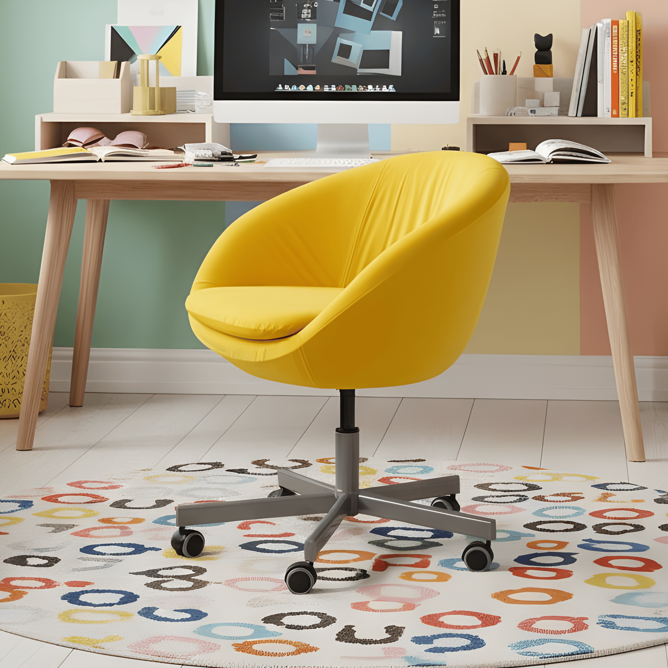 Bright Yellow Velvet Slipcover, Compatible with IKEA Skruvsta Chair – Bold, Modern Office Upgrade