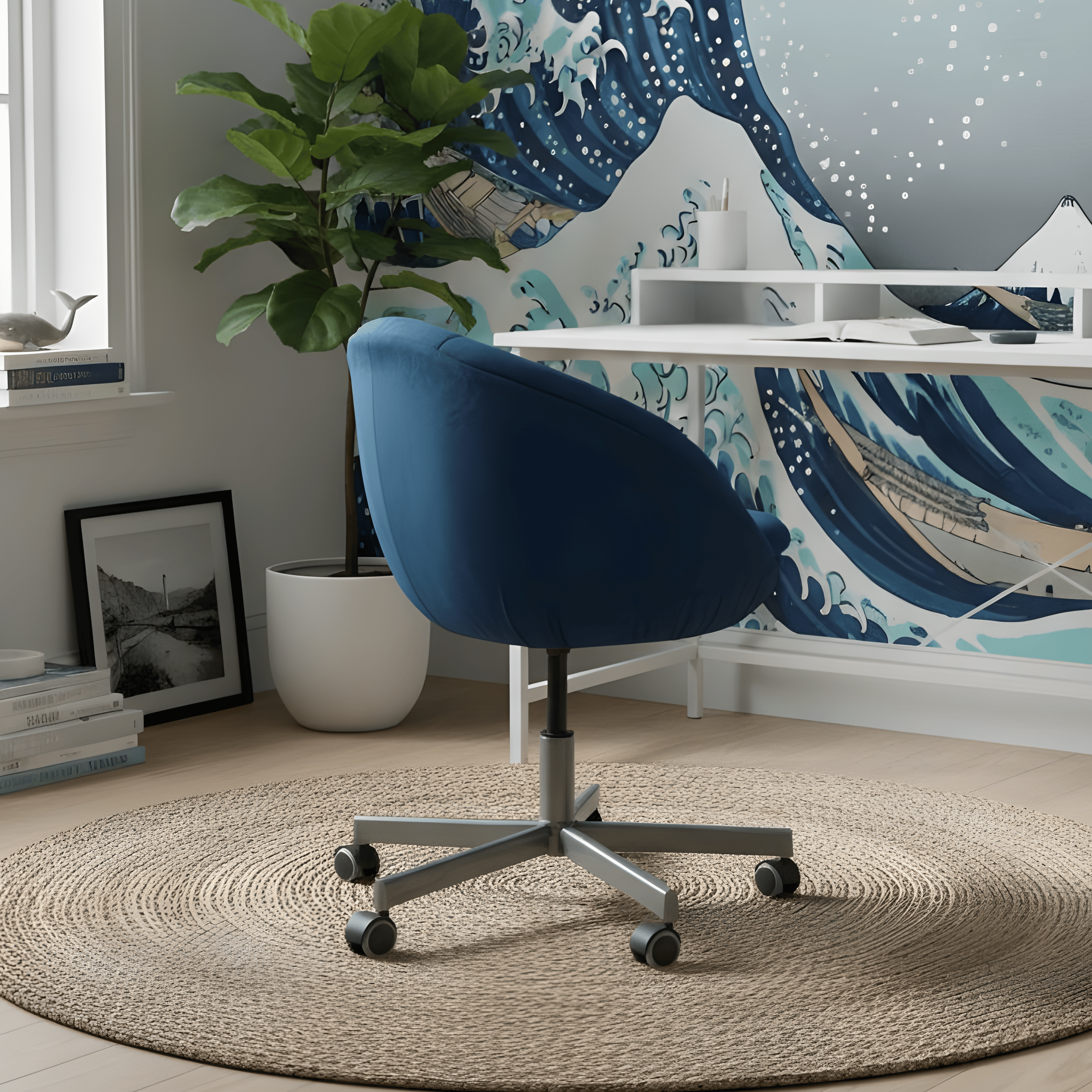 Navy Blue Velvet Slipcover, Compatible with IKEA Skruvsta Chair – Elegant, Durable, and Custom-Fit