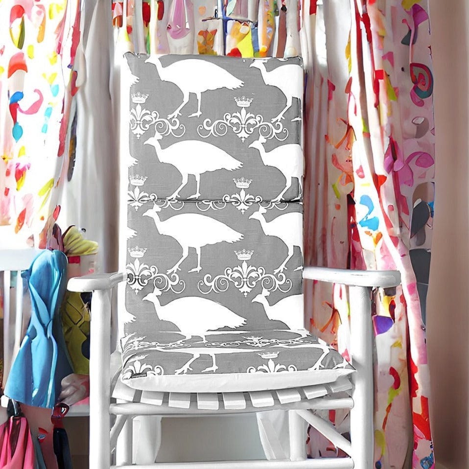 Gray Peacock Rocking Chair Cover And Pads