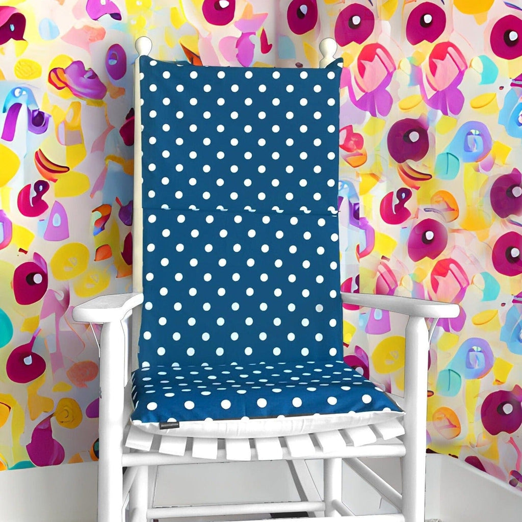 Navy Blue Polka Dot Rocking Chair Pad
