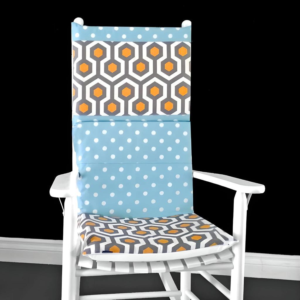 Orange Blue Geometric Polka Dot Rocking Chair Cushion