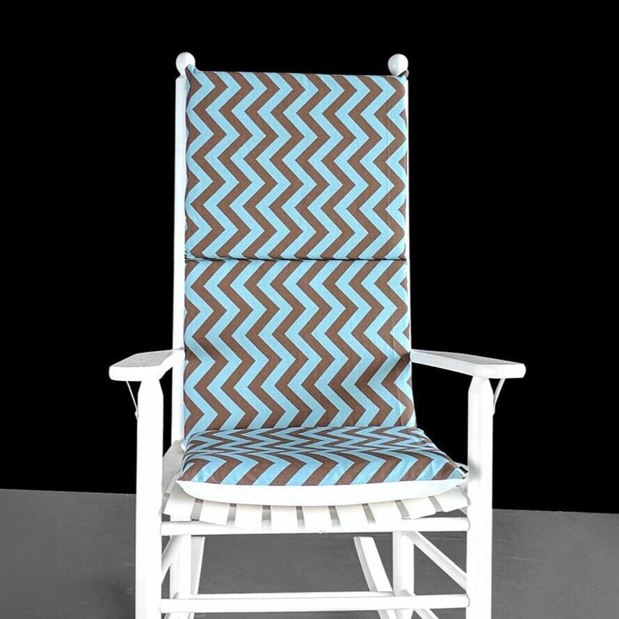 Pastel Blue Brown Chevron Rocking Chair Cushion