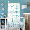 Turquoise Blue Anchors Adjustable Rocking Chair Cushion