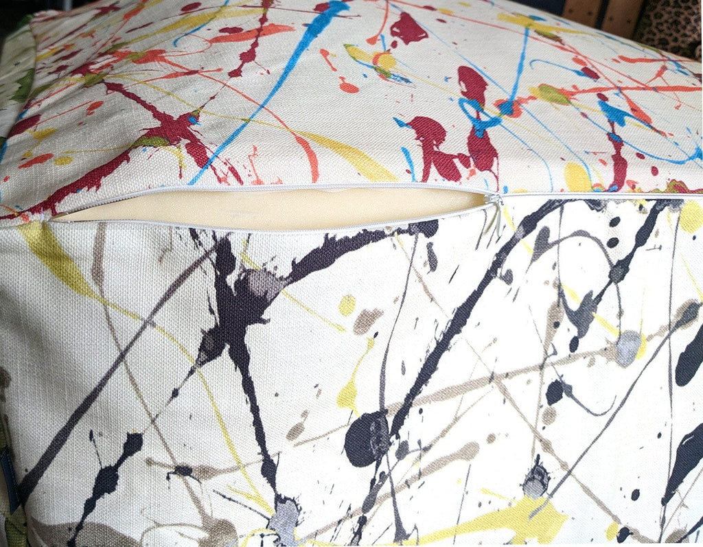 SALE Bean Bag Colorful Paint Splatter Cactus Ottoman, Floor Pouf Cover