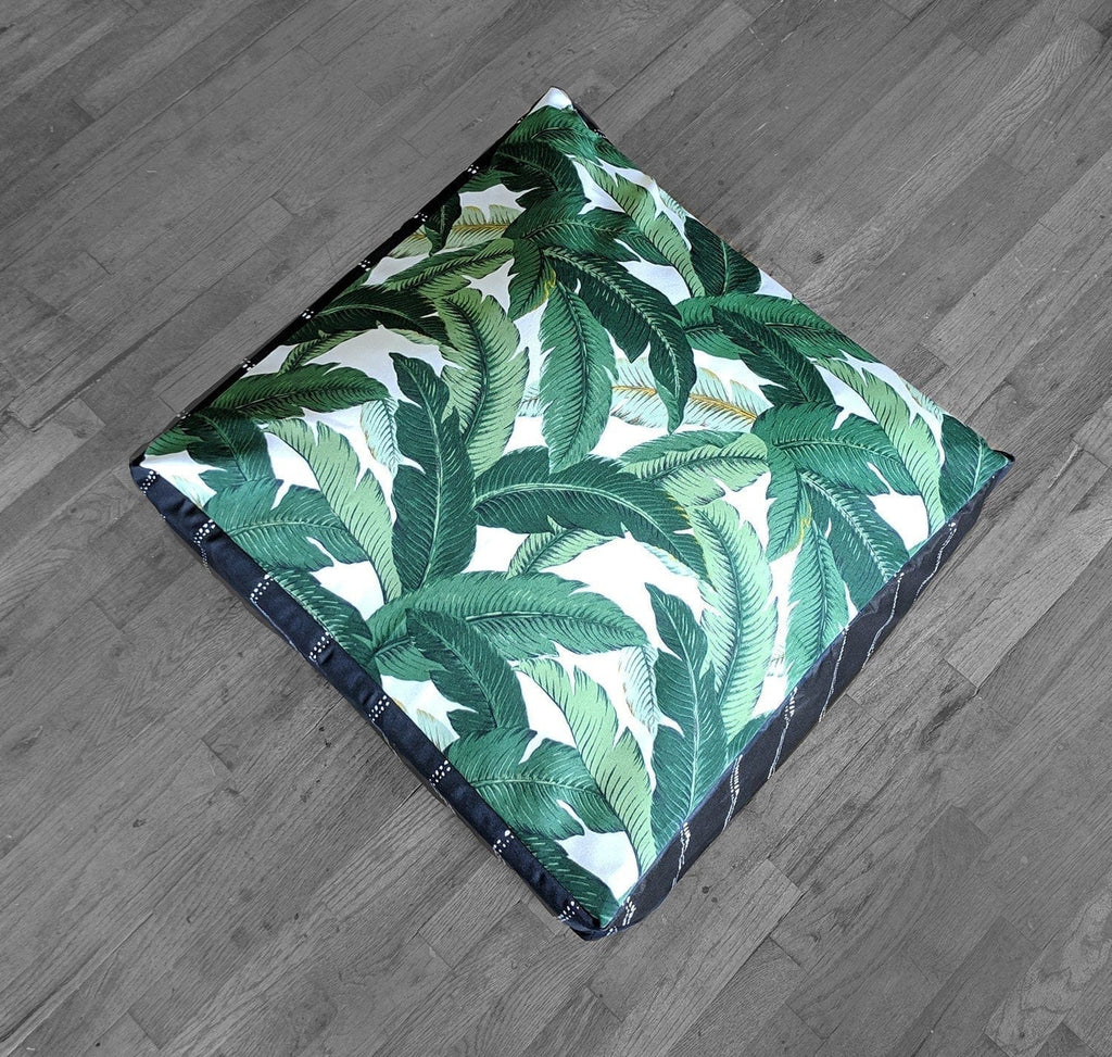 SALE Bean Bag Pouf Cover, Black Pinstripe, Tropical Palm Leaves