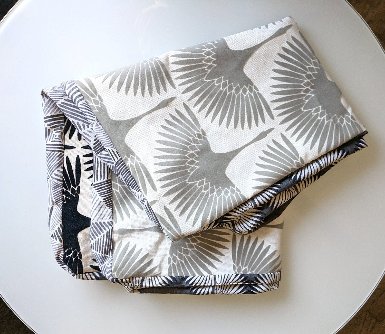 SALE Bean Bag Pouf Cover, Ottoman, Neutral Tones, Velvet Fan Print