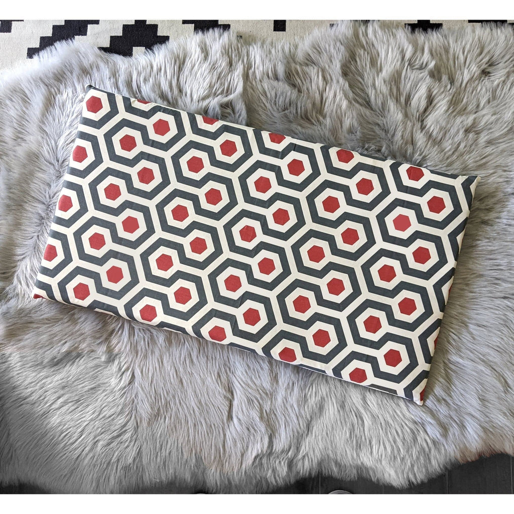 SALE IKEA Bankkamrat, Hemmahos, Stuva Bench Pad Cover  Red and Blue Honeycomb Pattern