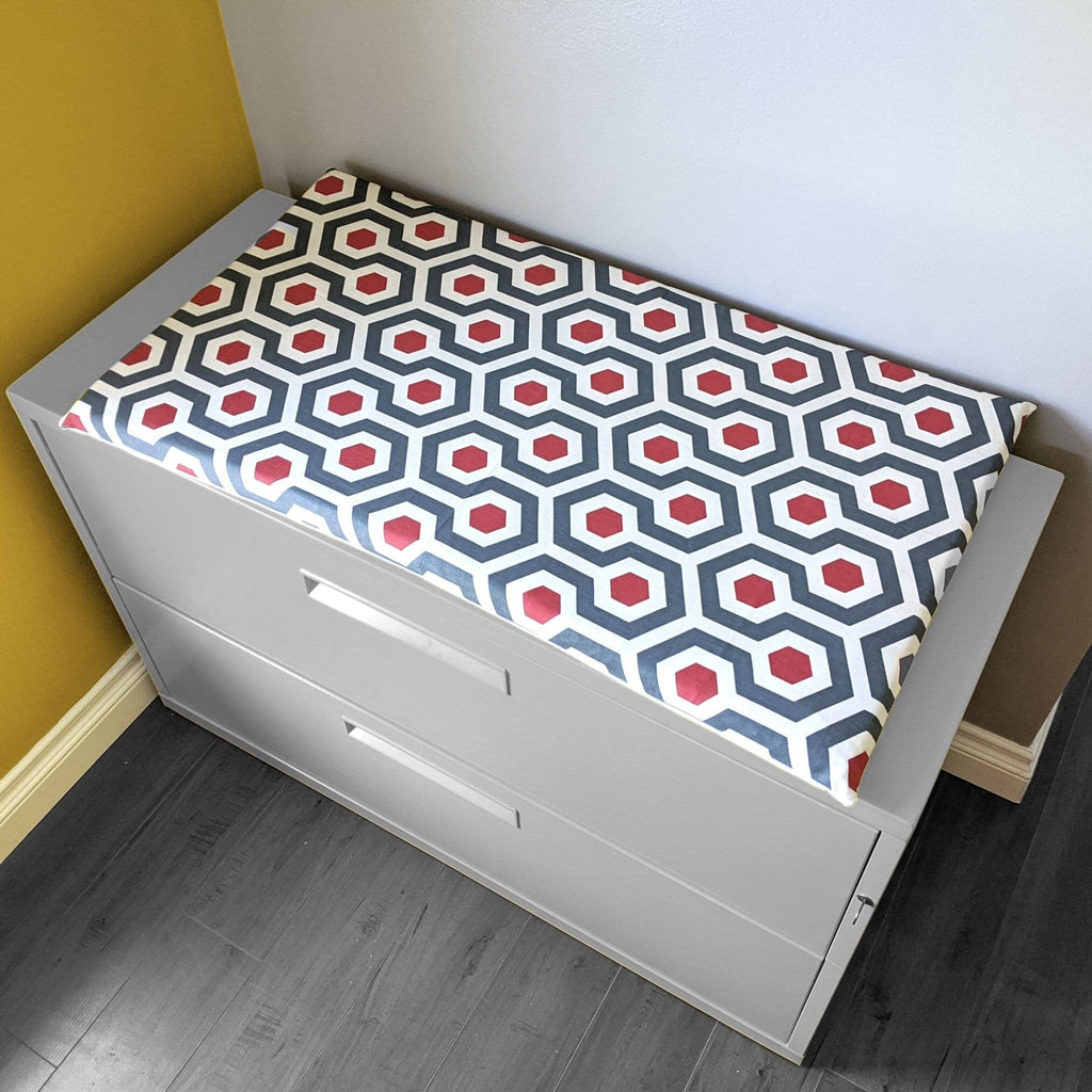 SALE IKEA Bankkamrat, Hemmahos, Stuva Bench Pad Cover  Red and Blue Honeycomb Pattern
