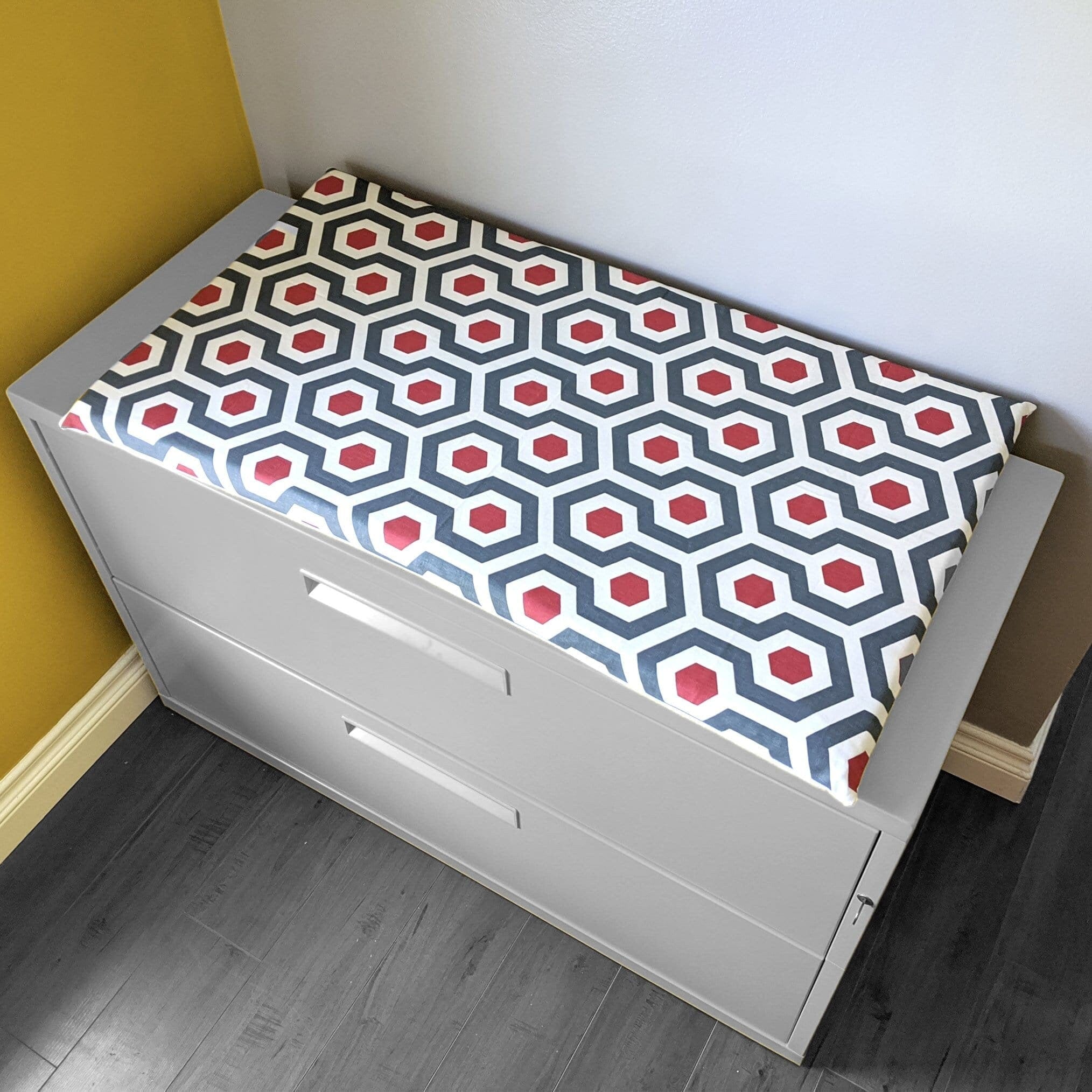 SALE IKEA Bankkamrat, Hemmahos, Stuva Bench Pad Cover  Red and Blue Honeycomb Pattern