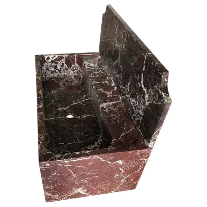 Rosso Levanto Marble Wall-mount Bathroom Sink with 11-inch backsplash