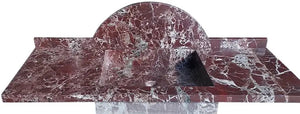 Rosso Levanto Marble Rectangular Wall-mount Sink, red marble with white veining.
