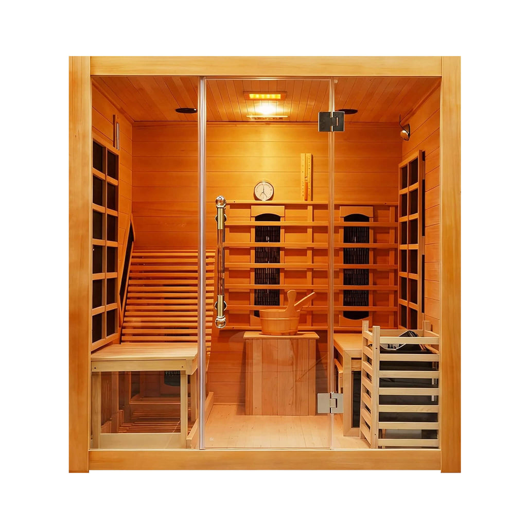 Rövia Oasis 3-Person Indoor Hybrid Sauna Room With Built-In Lounge Chair (SAK35182)
