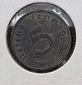 1941 F Nazi Germany 5 Pfennig