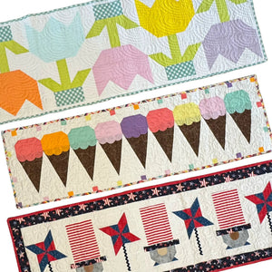 Spring Quilted Table Runner Kit Bundle: set of 3 coordinating runners