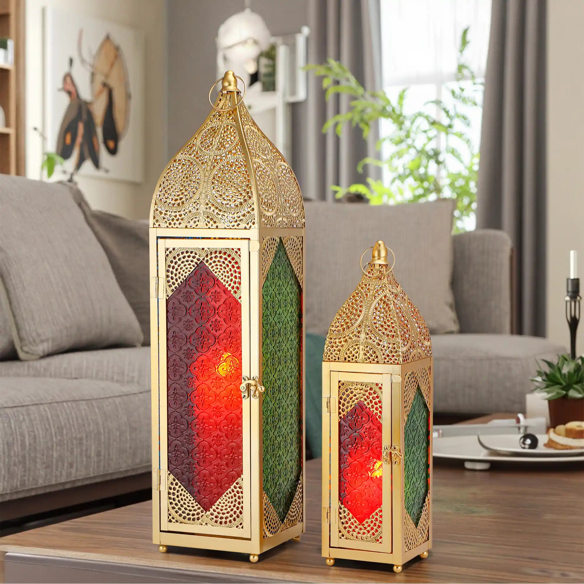 Set of 2 Moroccan Candle Lanterns Candle Holder