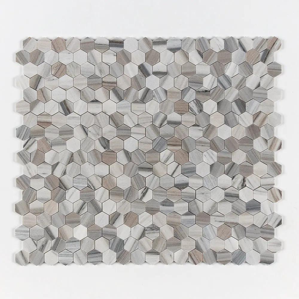 Silver Sky Polished Hexagon Marble Mosaics 10 3/8x12