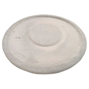 Round silver travertine table top, vein-cut and honed finish.