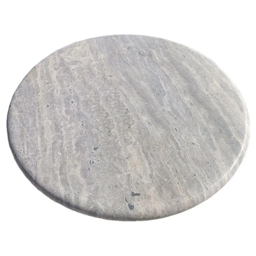 Villohome round silver travertine vein-cut coffee table top, honed finish, 36in dia x 16in high