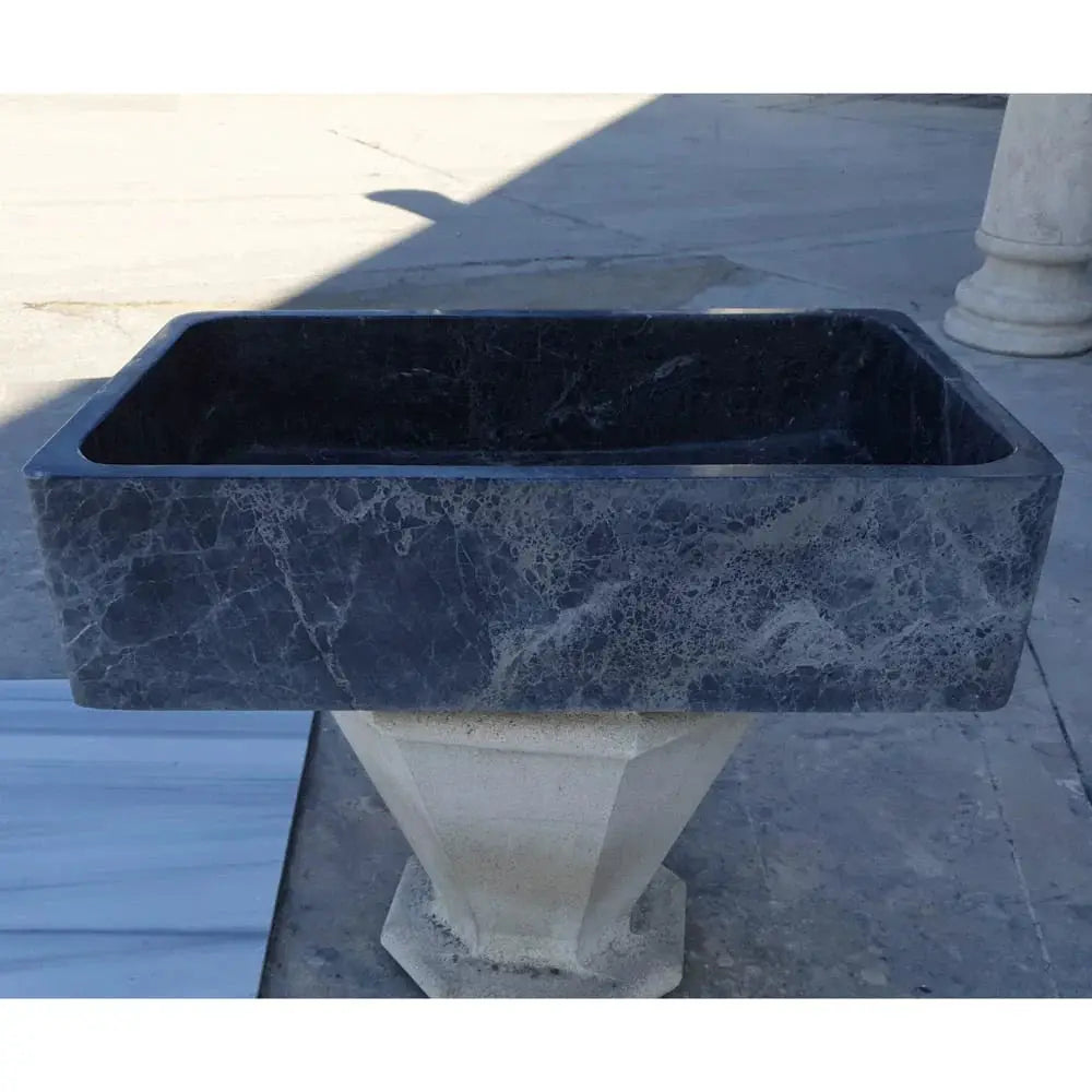 Villohome Sirius Black marble rectangular above-vanity bathroom sink on pedestal base
