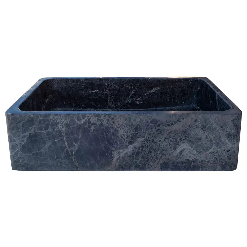Natural Stone Sirius Black marble rectangular above-vanity bathroom sink, polished finish