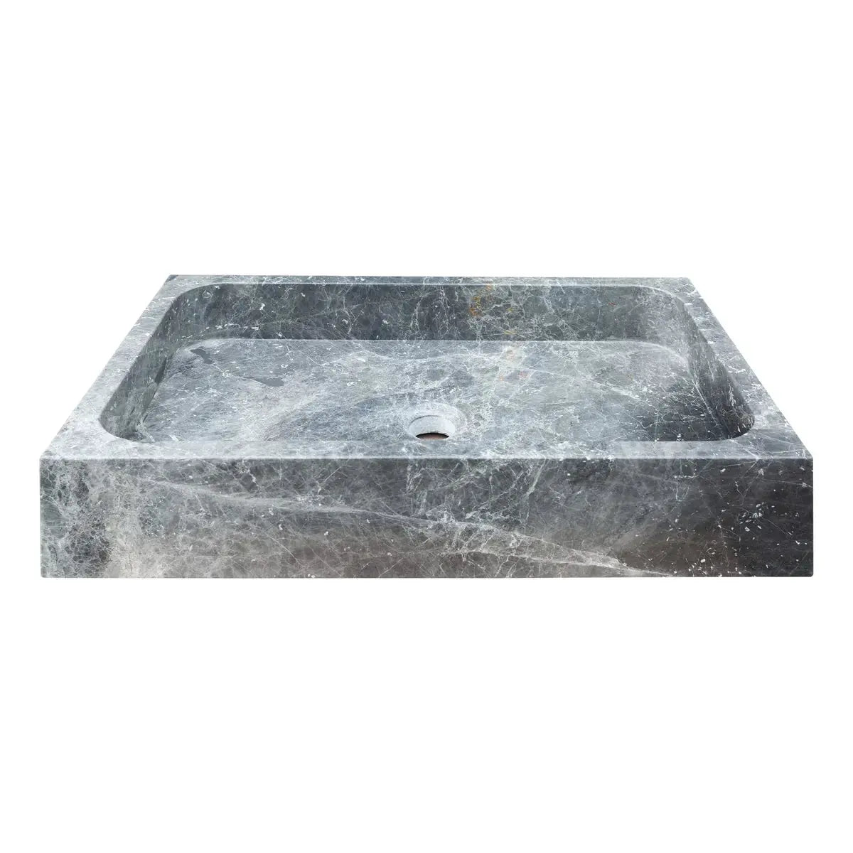 Sirius gray marble rectangular above-vanity bathroom sink, 24 in L x 15 in W x 5 in H