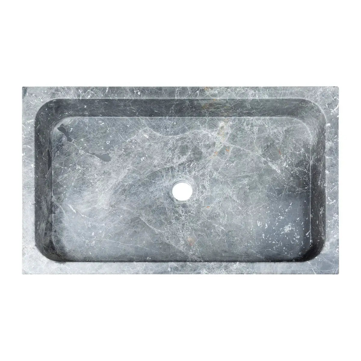 Villohome Sirius gray marble bathroom sink, 24in L x 15in W
