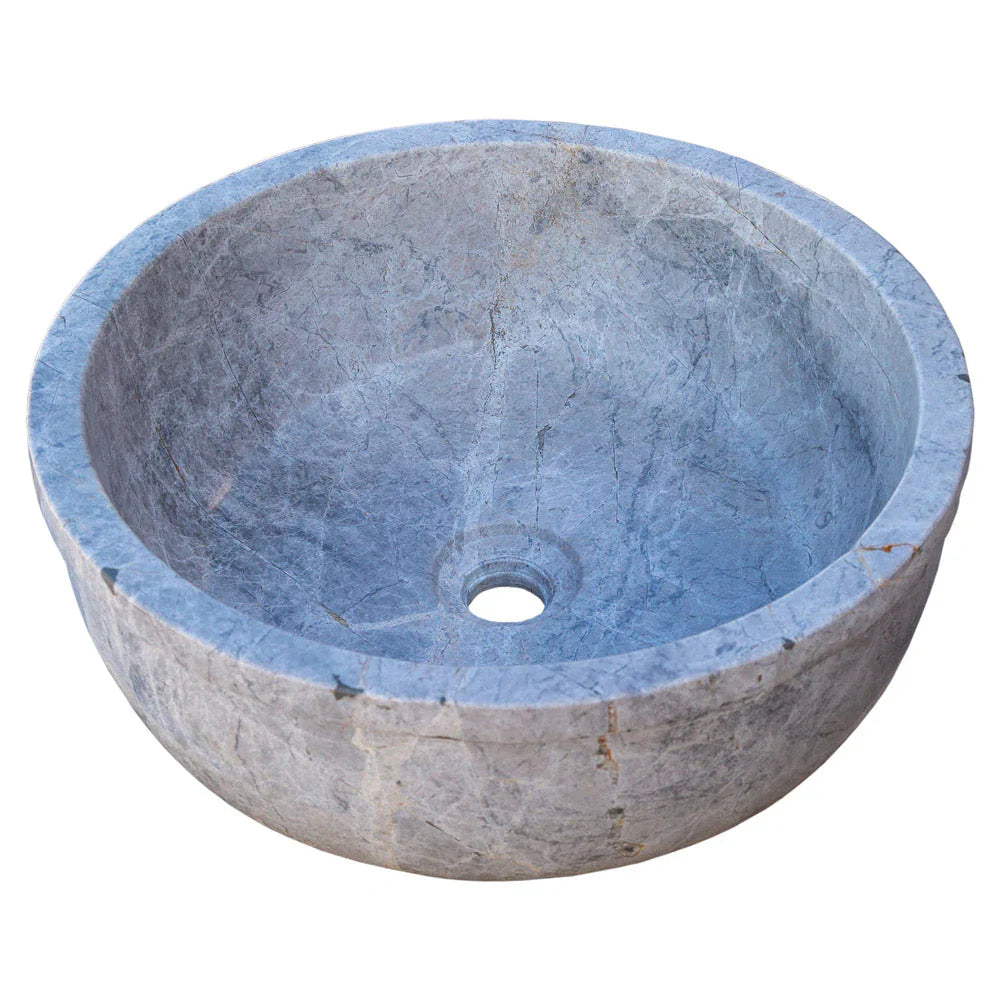 Sirius Silver Marble round blue-gray natural stone bathroom sink for vanity