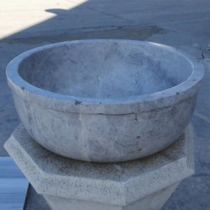 Sirius Silver Marble natural stone bathroom sink by Villohome, 16-inch diameter, above-vanity/drop-in
