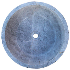 Sirius Silver Marble natural stone bathroom sink, round blue-gray bowl for above-vanity or drop-in, 16-inch diameter.